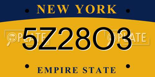 5Z28O3 New York License Plate