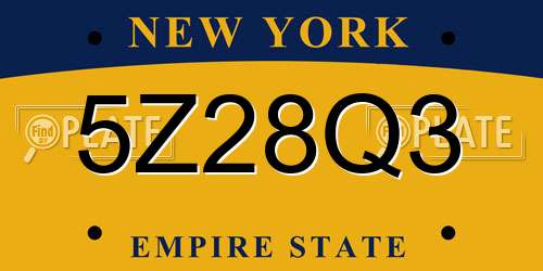 5Z28Q3 New York License Plate