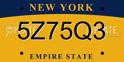 5Z75Q3 New York License Plate