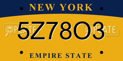 5Z78O3 New York License Plate