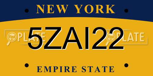 5ZAI22 New York License Plate
