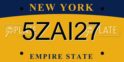 5ZAI27 New York License Plate