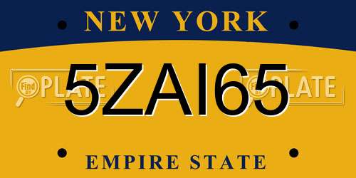 5ZAI65 New York License Plate