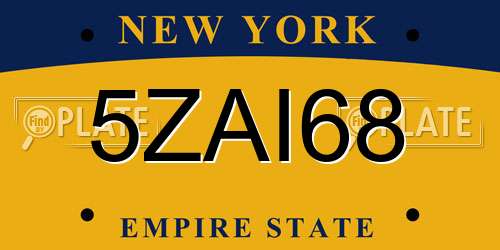 5ZAI68 New York License Plate