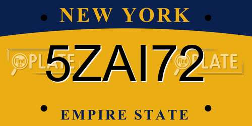 5ZAI72 New York License Plate