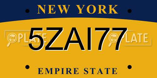 5ZAI77 New York License Plate