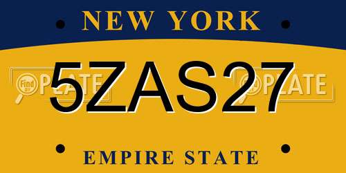 5ZAS27 New York License Plate