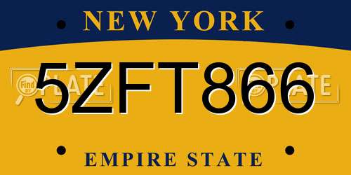 5ZFT866 New York License Plate