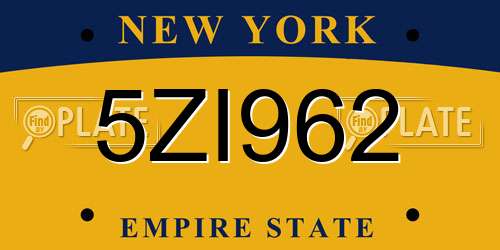 5ZI962 New York License Plate
