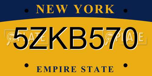 5ZKB570 New York License Plate