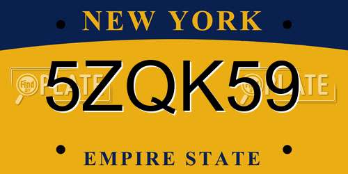 5ZQK59 New York License Plate