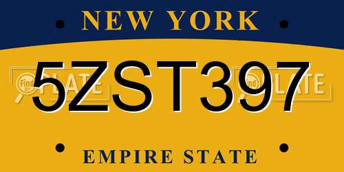 5ZST397 New York License Plate