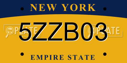 5ZZB03 New York License Plate