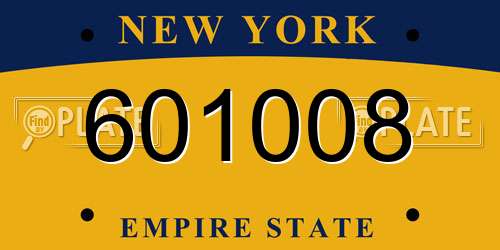 601008 New York License Plate