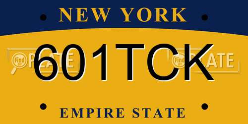 601TCK New York License Plate