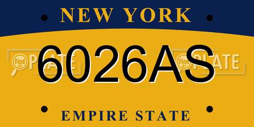 6026AS New York License Plate