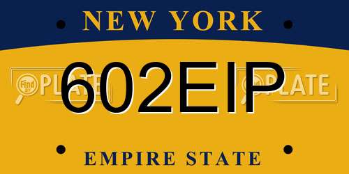 602EIP New York License Plate