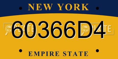 60366D4 New York License Plate