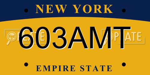 603AMT New York License Plate