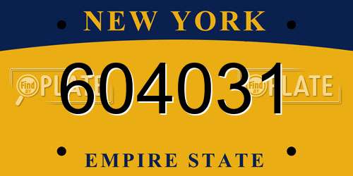 604031 New York License Plate