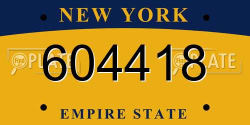 604418 New York License Plate