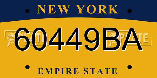 60449BA New York License Plate