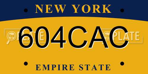 604CAC New York License Plate