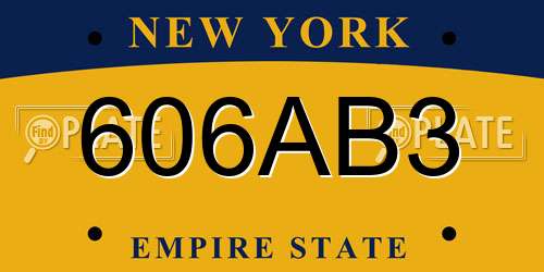 606AB3 New York License Plate