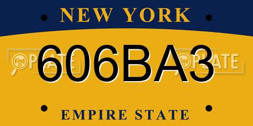 606BA3 New York License Plate