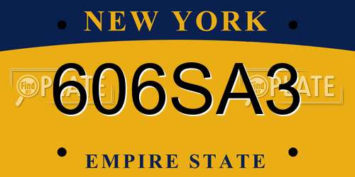 606SA3 New York License Plate