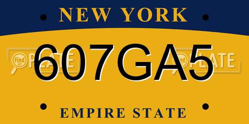607GA5 New York License Plate