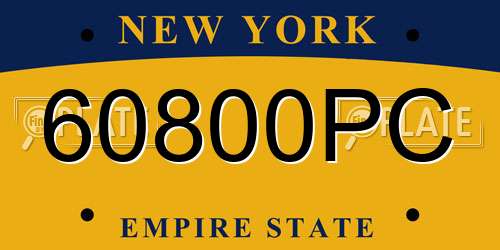 60800PC New York License Plate