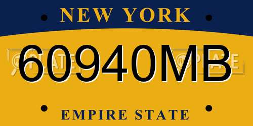 60940MB New York License Plate