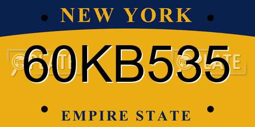 60KB535 New York License Plate