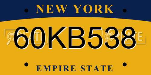 60KB538 New York License Plate