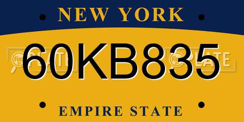 60KB835 New York License Plate