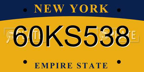60KS538 New York License Plate