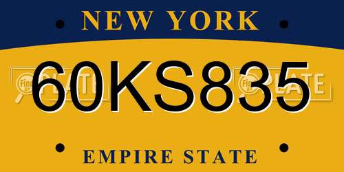 60KS835 New York License Plate