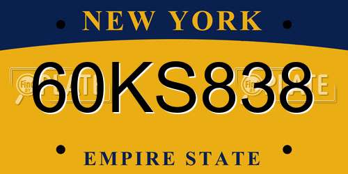 60KS838 New York License Plate