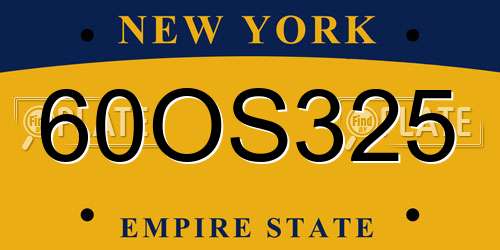 60OS325 New York License Plate