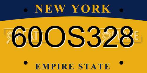 60OS328 New York License Plate