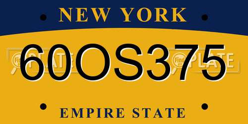 60OS375 New York License Plate