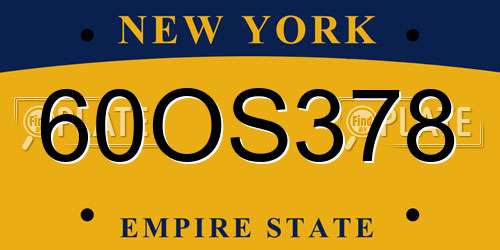 60OS378 New York License Plate