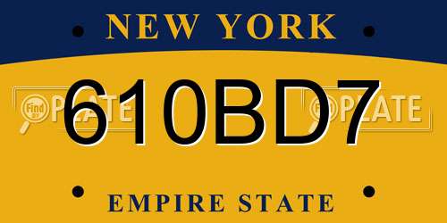 610BD7 New York License Plate