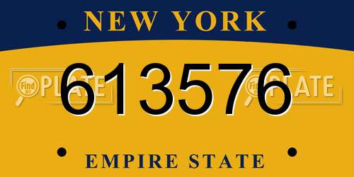 613576 New York License Plate