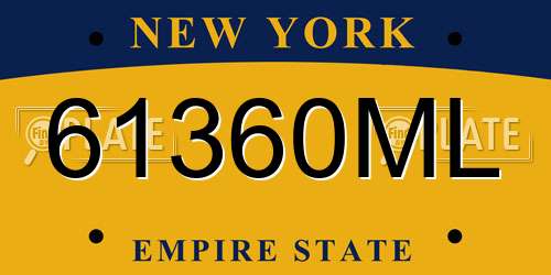 61360ML New York License Plate