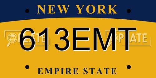 613EMT New York License Plate