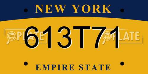 613T71 New York License Plate