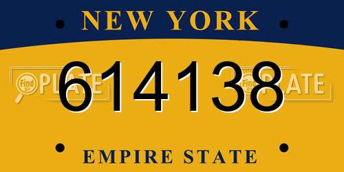 614138 New York License Plate
