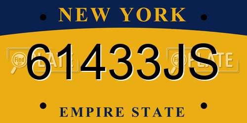 61433JS New York License Plate
